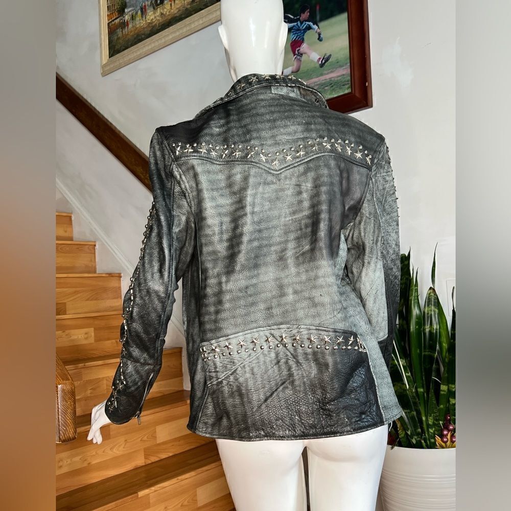 Free People x Understated Leather Star Studded Distressed Jacket - Picture 7 of 10